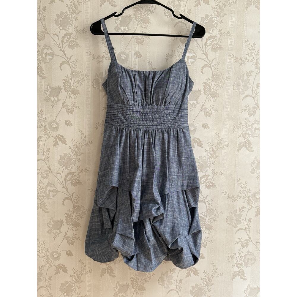 Women’s Blue Sleeveless Ruffle Hem Dress